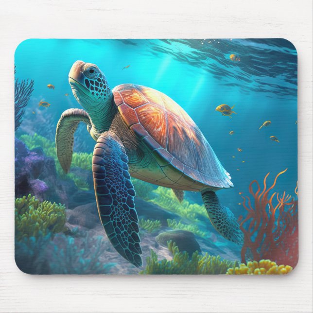 Ocean Wildlife Mouse Pads Featuring Sea Turtle Des (Front)