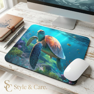 Ocean Wildlife Mouse Pads Featuring Sea Turtle Des