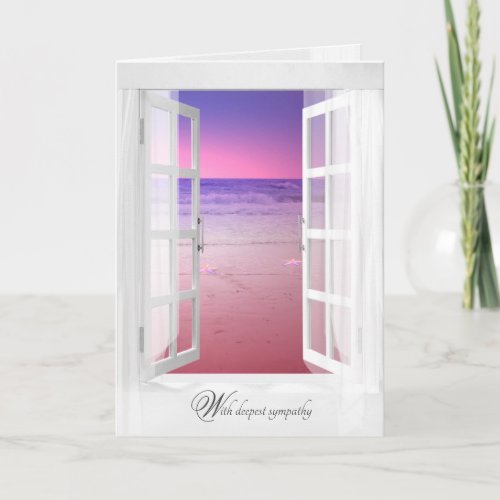 ocean window sunrise and starfish sympathy card