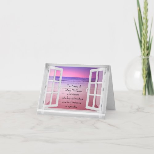 Ocean Window Sunrise Sympathy Thank You Card