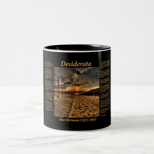Ocean with a wooded plank walkway down to the sea Two_Tone coffee mug