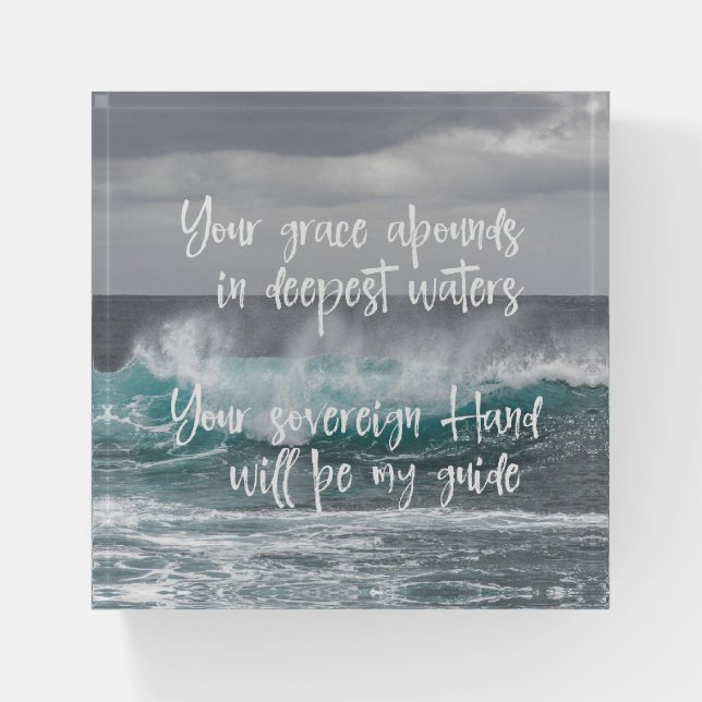 Ocean with Christian Faith Quote: Grace Abounds Paperweight (Front)