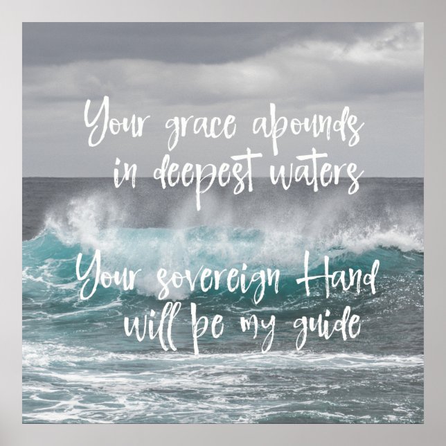 Ocean with Christian Faith Quote: Grace Abounds Poster (Front)