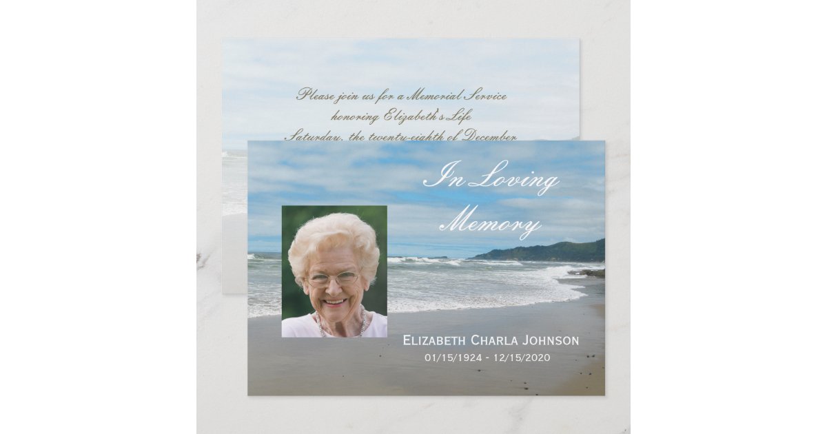 Ocean with Photo Memorial Service Invitations | Zazzle