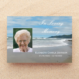 Ocean with Photo Memorial Service Invitations