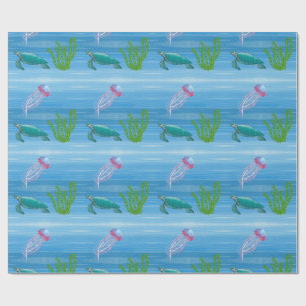 Ocean with Turtle and Jellyfish Wrapping Paper