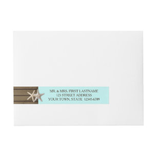 Ocean Wood and Starfish Wrap Around Address Label