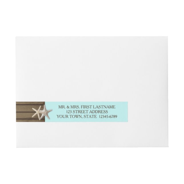 Ocean Wood and Starfish Wrap Around Address Label (Front)