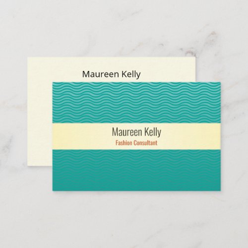 Oceana Green Waves Pattern Business Card