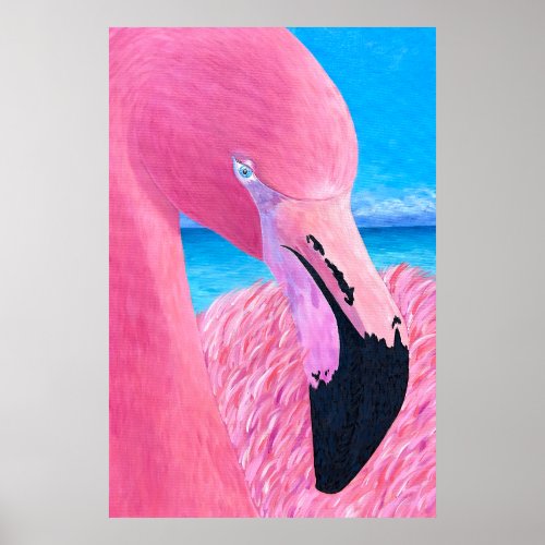 Oceania the Big Head Flamingo by Just Dahl Poster
