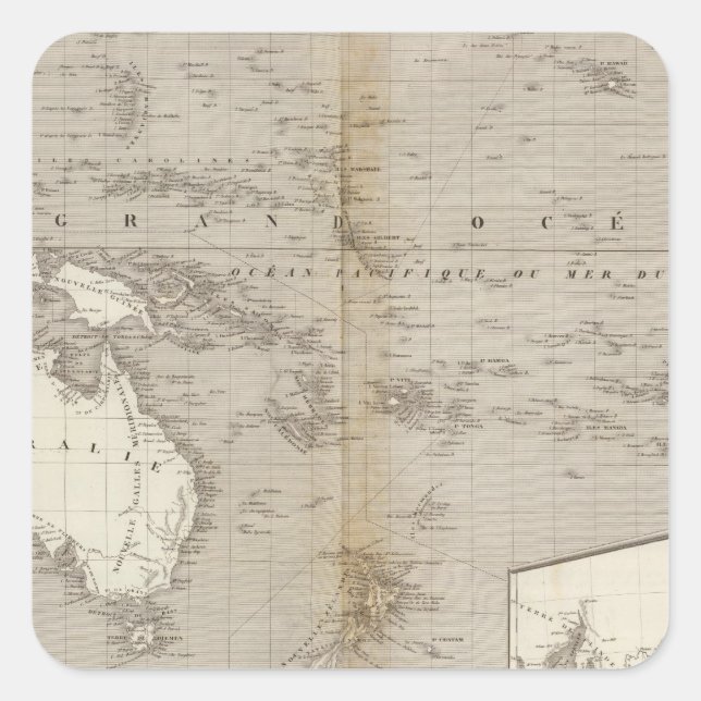 Oceania uncolored map square sticker (Front)