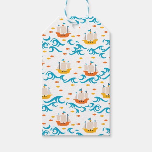 Oceanic Adventure Yellow and Red Sailing Ships wi Gift Tags