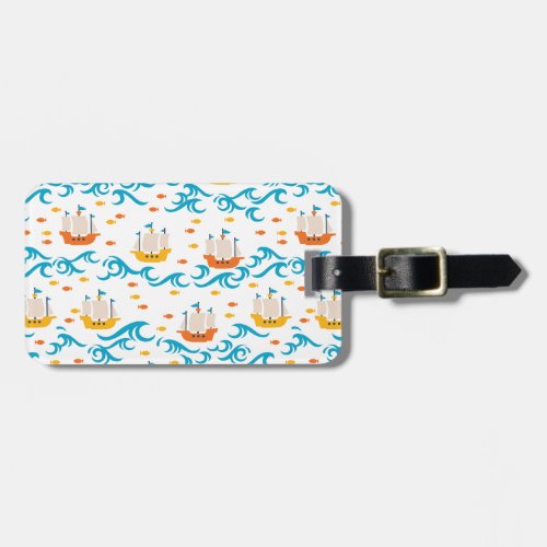Oceanic Adventure Yellow and Red Sailing Ships wi Luggage Tag