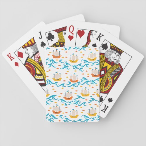 Oceanic Adventure Yellow and Red Sailing Ships wi Playing Cards