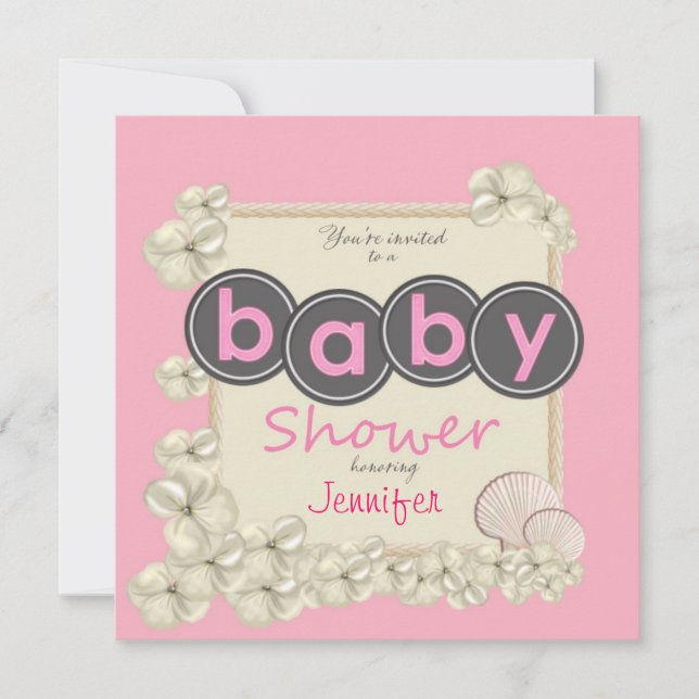 Oceanic Baby Girl Shower Invitation (Front)