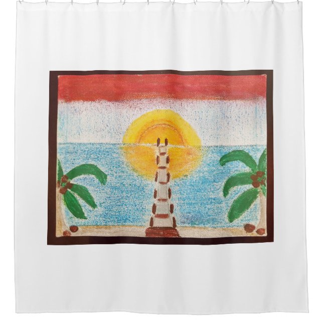 Oceanic Beach Artwork Shower Curtain (Front)