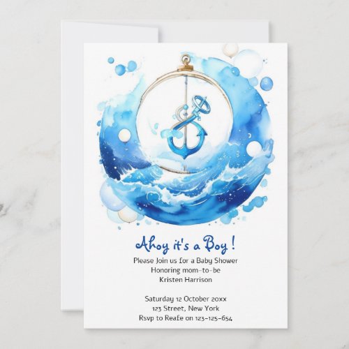 Oceanic Celebration Nautical Boy Baby Shower Invitation