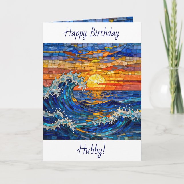Oceanic Coastal Ocean Waves Sunset Birthday Card (Front)