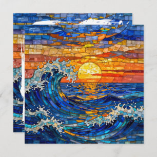 Oceanic Coastal Ocean Waves Sunset   Card