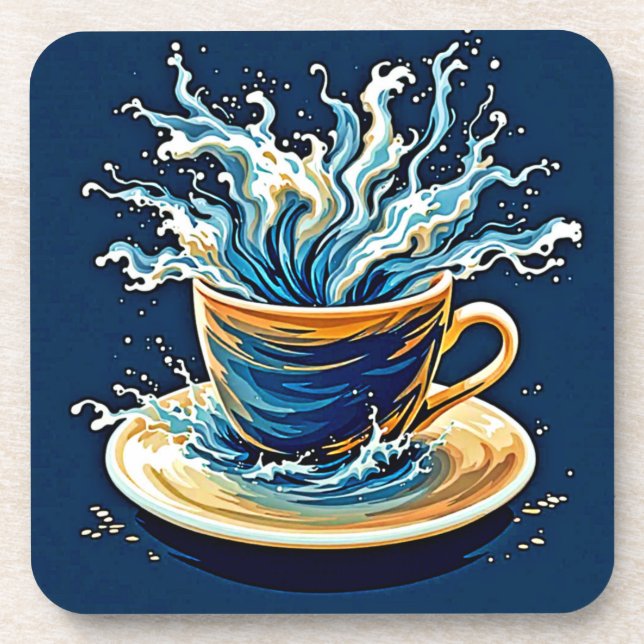 Oceanic Coffee Splash Beverage Coaster (Front)