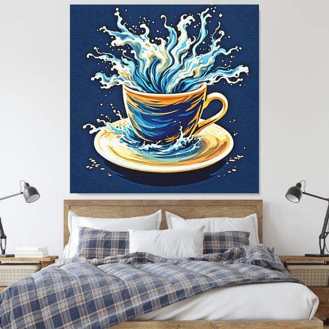 Oceanic Coffee Splash Canvas Print (Insitu(Bedroom))