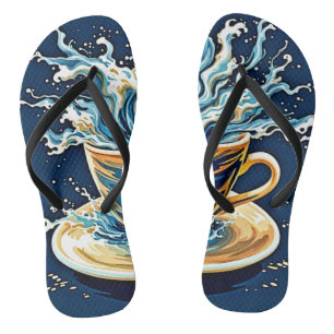 Oceanic Coffee Splash Flip Flops