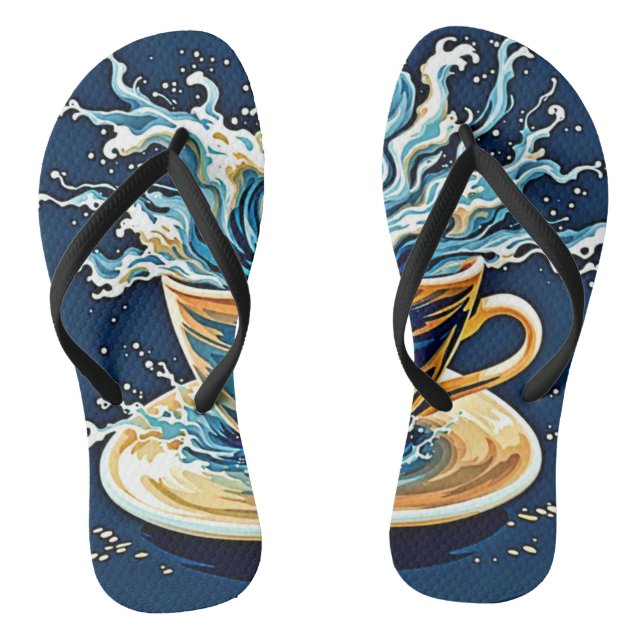 Oceanic Coffee Splash Flip Flops (Footbed)