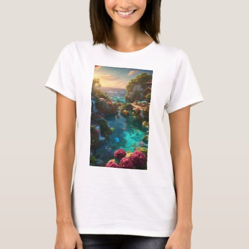 Oceanic Dreamscapes Womens Imaginary World T_Shirt