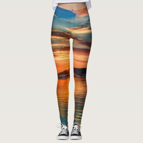 Oceanic Elegance Sea_Inspired Leggings Leggings