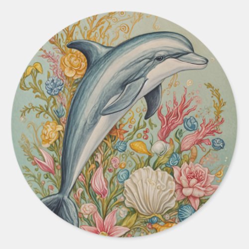 Oceanic Embrace Classic Round Sticker