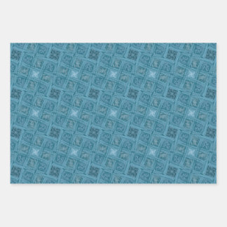 Oceanic Geometric Seamless Pattern Wrapping Paper Sheets