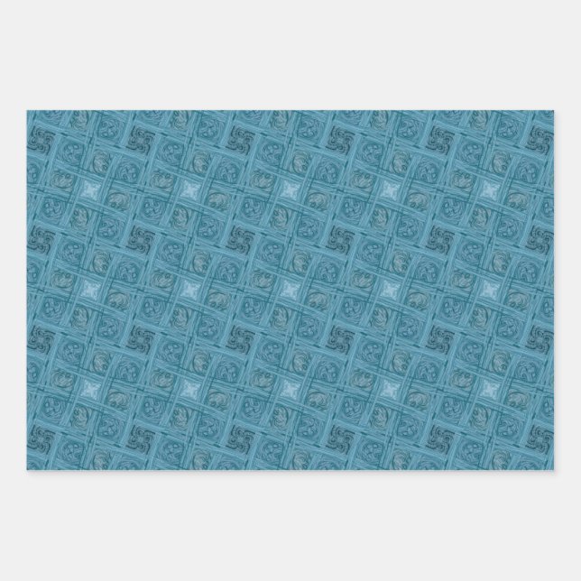 Oceanic Geometric Seamless Pattern Wrapping Paper Sheets (Front)