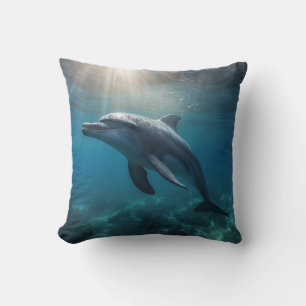 Oceanic Grace Dolphin Throw Pillow