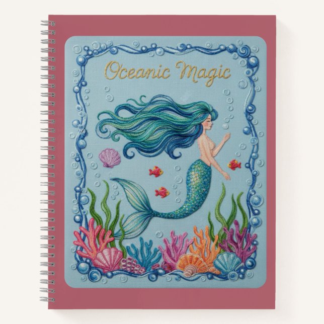 Oceanic Magic Embroidered Mermaid Journal (Front)