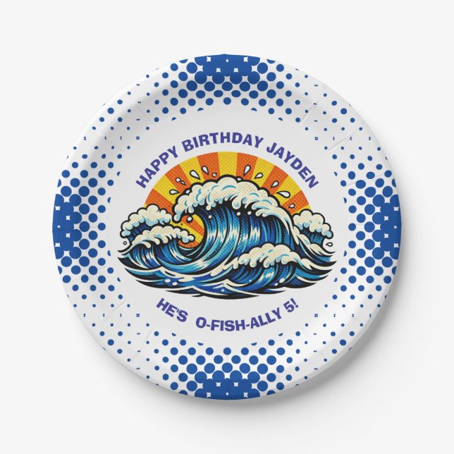 Oceanic Maritime Ocean Themed for Boy's Birthday  Paper Plates (Front)