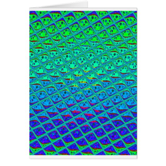 Oceanic Mermaid Print: Cyan Pattern art design Cards (Front)