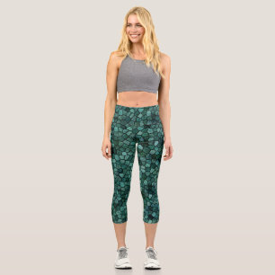 Oceanic Mosaic Crust Texture Abstract Pattern Capri Leggings