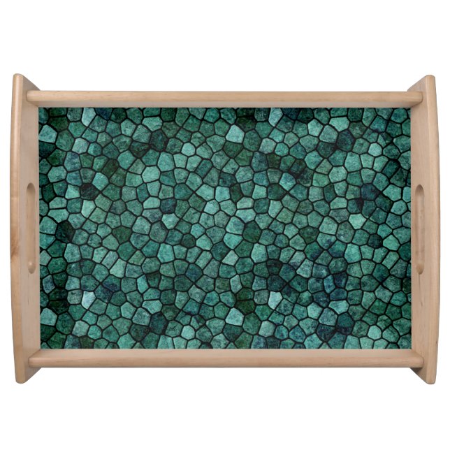 Oceanic Mosaic Crust Texture Abstract Pattern Serving Tray (Front)