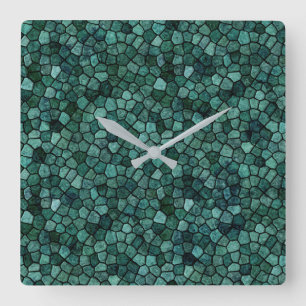 Oceanic Mosaic Crust Texture Abstract Pattern Square Wall Clock