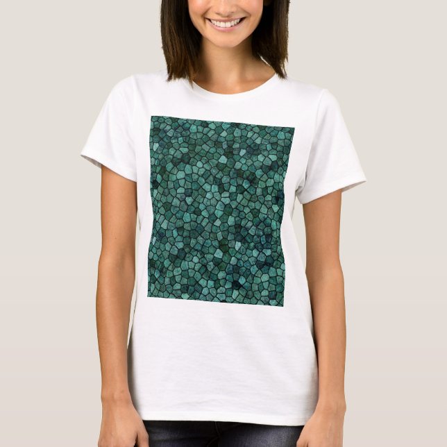 Oceanic Mosaic Crust Texture Abstract Pattern T-Shirt (Front)