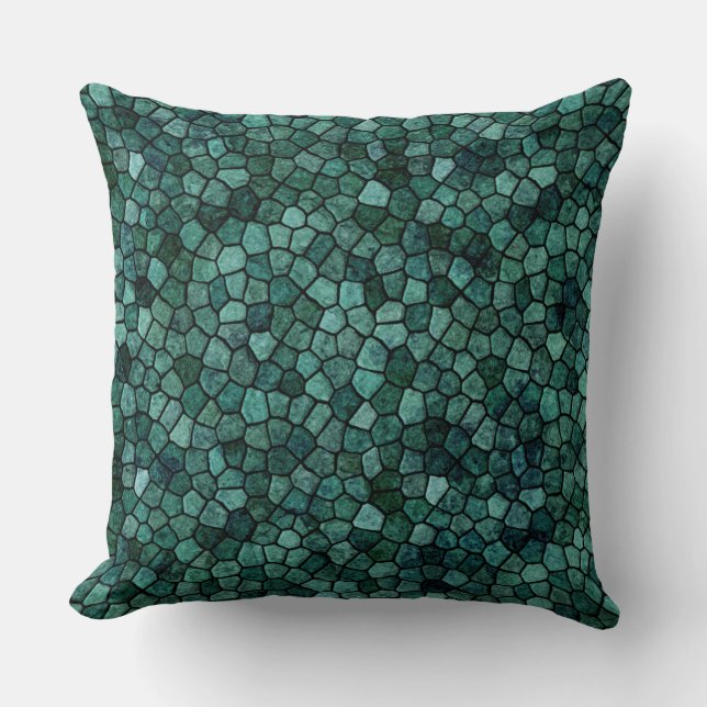 Oceanic Mosaic Crust Texture Abstract Pattern Throw Pillow (Front)
