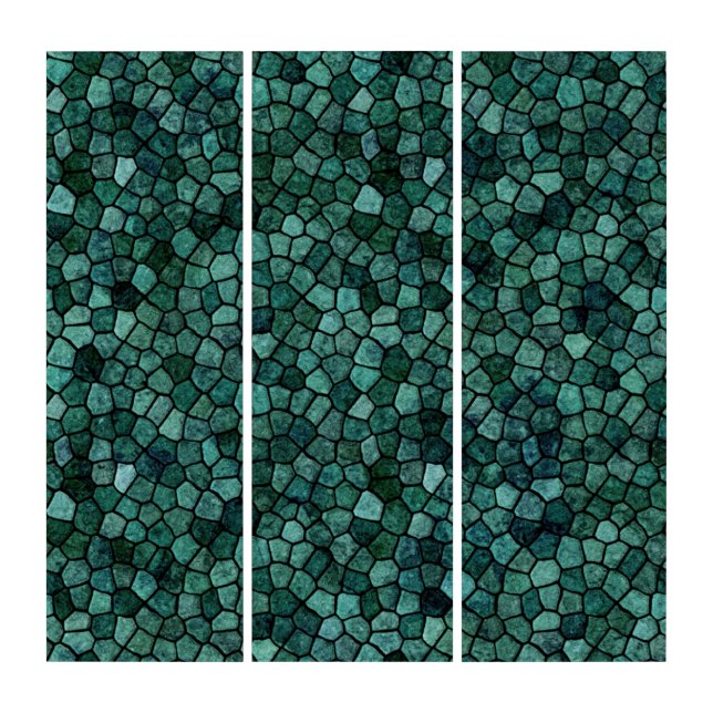Oceanic Mosaic Crust Texture Abstract Pattern Triptych (Front)