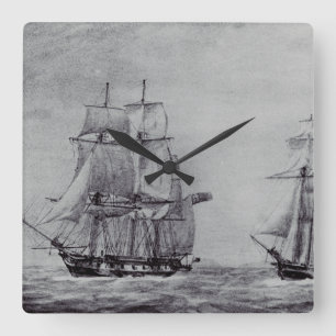 Oceanic Trek Graphic Ships Fine Art Square Wall Clock