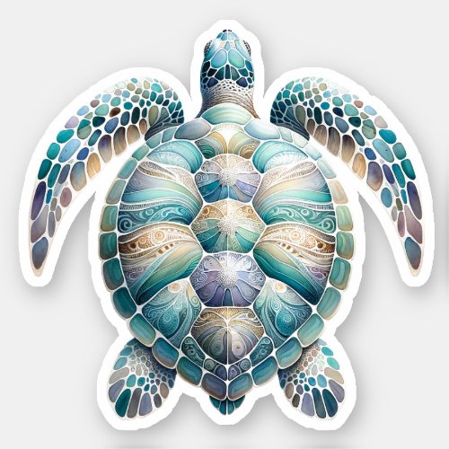 Oceanic Turtle Watercolor Sticker