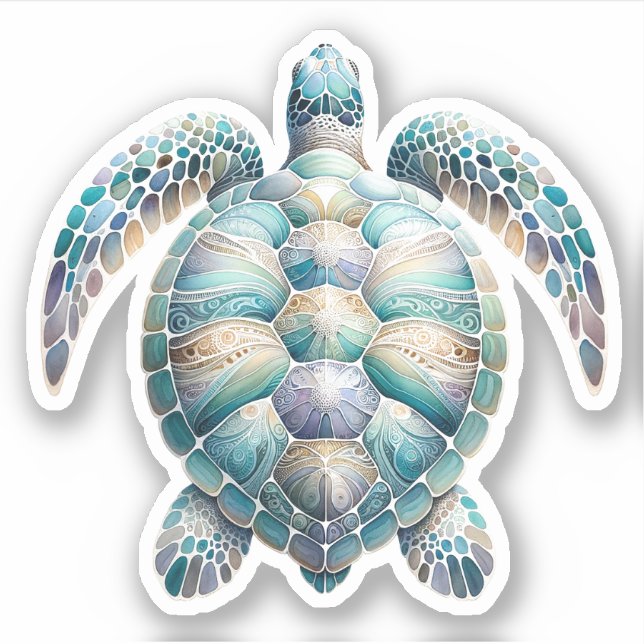 Oceanic Turtle Watercolor Sticker (Front)