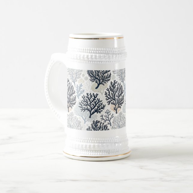 Oceanic Vibes Botanical Corals Beer Stein (Front Left)