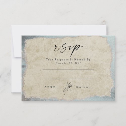 Oceanic Watercolor TealSandstone Wedding RSVP Card