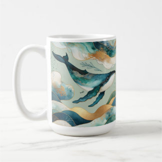 Oceanic Whale Abstract Mug -Coastal Kitchen Decor