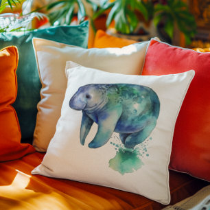 Oceanic Whisper Manatee Throw Pillow