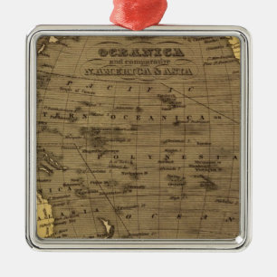 Oceanica Hand Colored Atlas Map Metal Ornament